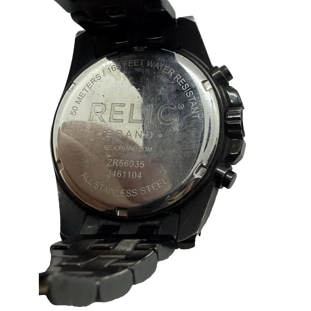 Relic Chronograph Multi Dial ZR66035 Blue Face  Quartz Men's Watch Black Band
